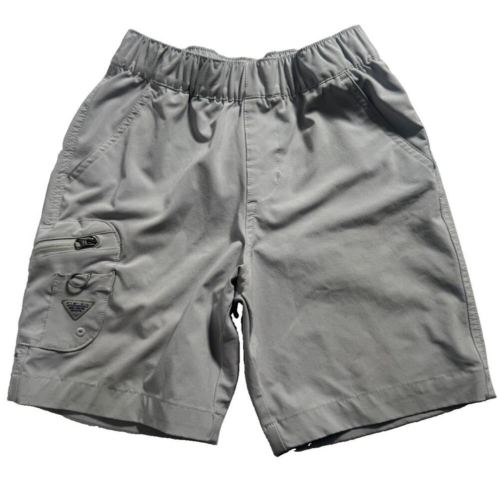 Columbia PFG Omni-Shade Shorts Mens Small Gray Stretch Fishing Cargo Zip Pocket
